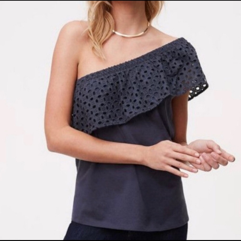 LOFT one shoulder ruffle top size XS